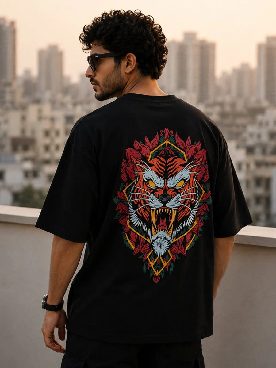 Teezyy Oversized Unstoppable Reflective Graphic Printed Premium Cotton T-Shirt for Men | Heavy GSM | Relaxed Fit | Round Neck | Half Sleeve | Streetwear Casual Oversized Tee | Black | XS to 6XL