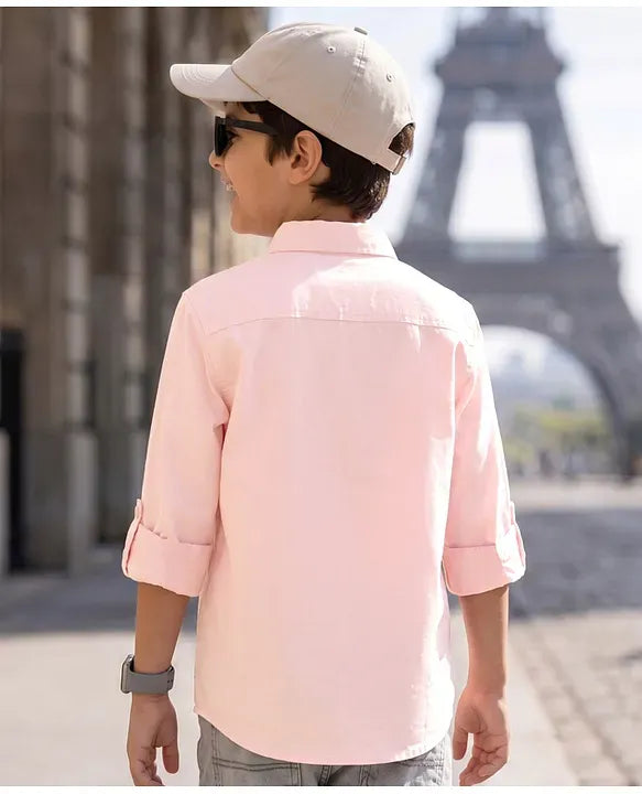 Premium Boys Light Pink Full Sleeve Cotton Casual Shirt